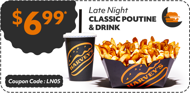 Late Night Classic Poutine and a 20 oz soft drink